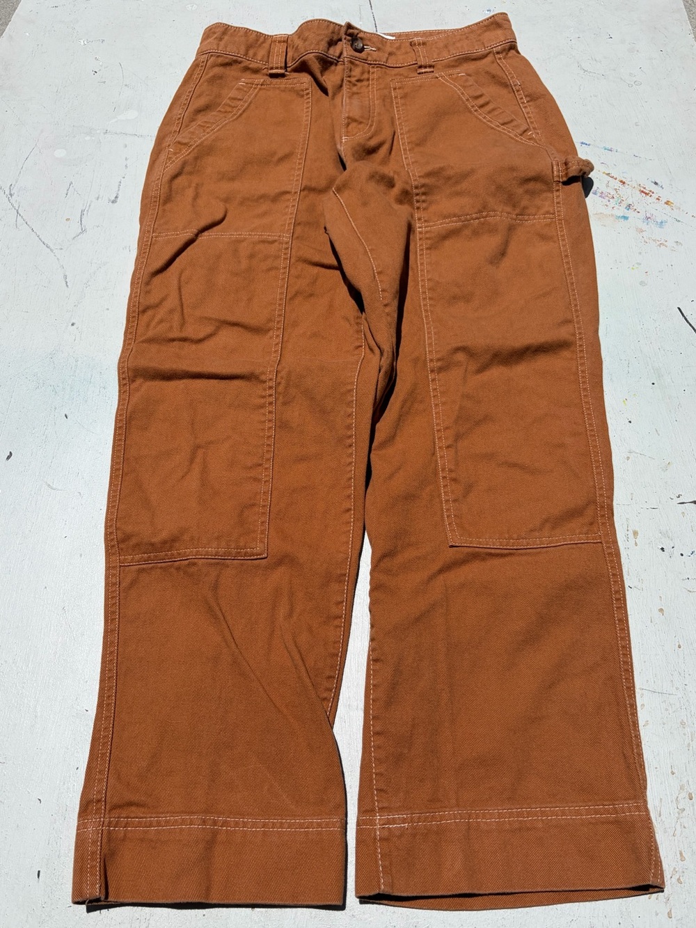 Women's Old Navy Pants Beige Solid 8 Workwear Street Skate Carpenter Double Knee